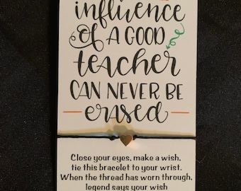 teacher wish bracelet- thank you teacher- best teacher- back to school- teacher student gift- teacher appreciation- educators