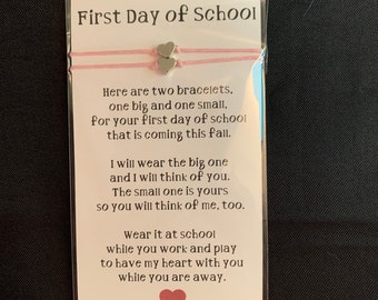 First day of school bracelet- anxiety bracelet- wish bracelet- kindergarten bracelet set