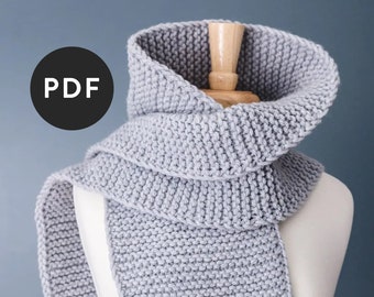 Easy Scarf Knitting Pattern - Chunky Knit Scarf with Bulky or Super Bulky Yarn - Beginner-Friendly Instructions and Unisex Pattern