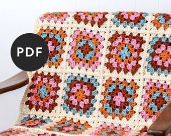 Easy Crochet Granny Square Blanket Pattern – Beginner Throw (PDF Pattern)