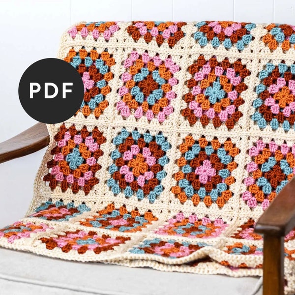 Easy Crochet Granny Square Blanket Pattern - Beginner Crochet Throw Blanket Pattern for Crochet Beginners