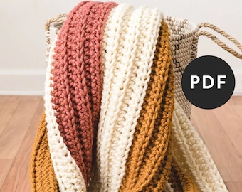 Easy Crochet Blanket Pattern - Beginner Crochet Throw Blanket Pattern for Crochet Beginners