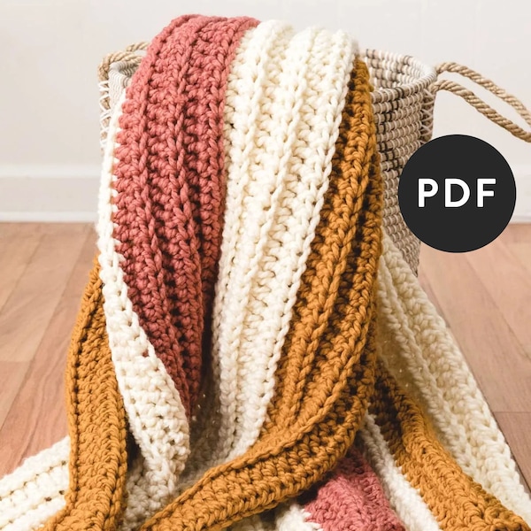 Easy Crochet Blanket Pattern - Beginner Crochet Throw Blanket Pattern for Crochet Beginners