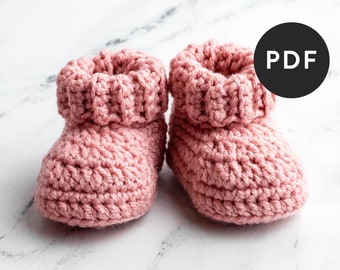 Crochet Baby Booties Pattern – Folded Cuff, Newborn Shoes (PDF Pattern)