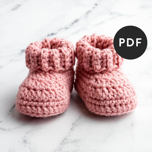 Crochet Baby Booties Pattern - Cute Newborn Baby Shoes or Slippers - Easy Crochet Pattern for Beginners - For Baby Shower or Baptism Gift