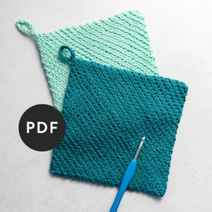 Easy Crochet Potholder Pattern - Double Thick Diagonal Potholder, Hot Pad, Trivet Crochet Pattern  - Modern Crochet Perfect for Beginners