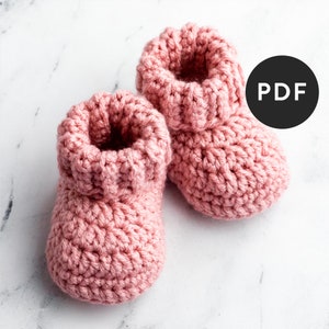 Crochet Baby Booties Pattern Cute Newborn Baby Shoes or Slippers Easy Crochet Pattern for Beginners For Baby Shower or Baptism Gift image 2