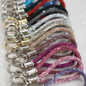 Silver pink rhinestone keychain, unique gift for mom woman her friend sister, bling loop key FOB, new car luxury unique cute sparkly 2025