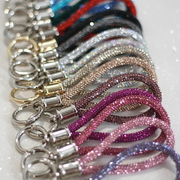 Silver pink rhinestone keychain, unique gift for mom woman her friend sister, bling loop key FOB, new car luxury unique cute sparkly 2023