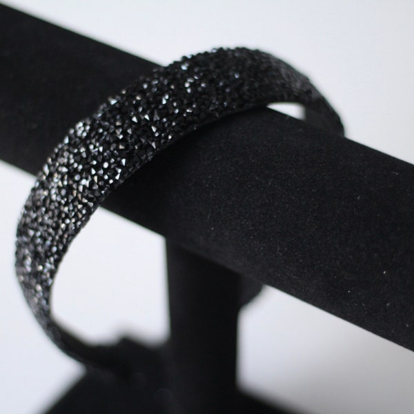 Pure black-unique rhinestone crystal bling rock sparkly thick wide headband-holiday New Year’s gift-women/girls/toddler hair piece accessory