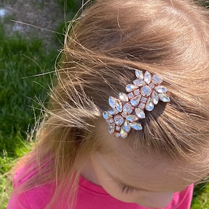 Silver, rose gold, or blue - diamond crystal rhinestone rock sparkly snap clip-bridal girl’s kids toddler woman’s hair veil comb accessory