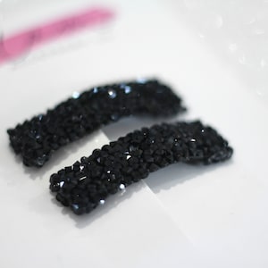 Reine schwarze Strass-Snap-Clip-Haarspange, Kristallfelsen funkelnde Bling-Glam-Haarspange, Mädchen-Frauen-Accessoire, dünnes, dickes Haar elegant