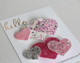 Floating heart cloud-Valentine’s day glitter sparkly hair clip bow-heart shaped-fast shipping-girl’s kids toddler baby woman’s accessory
