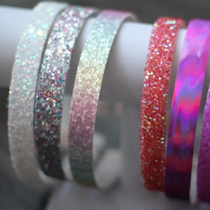 Peach coral blue silver rainbow - glitter sparkly hard headband - women girls kids toddler beautiful hair accessory - spring colors gift