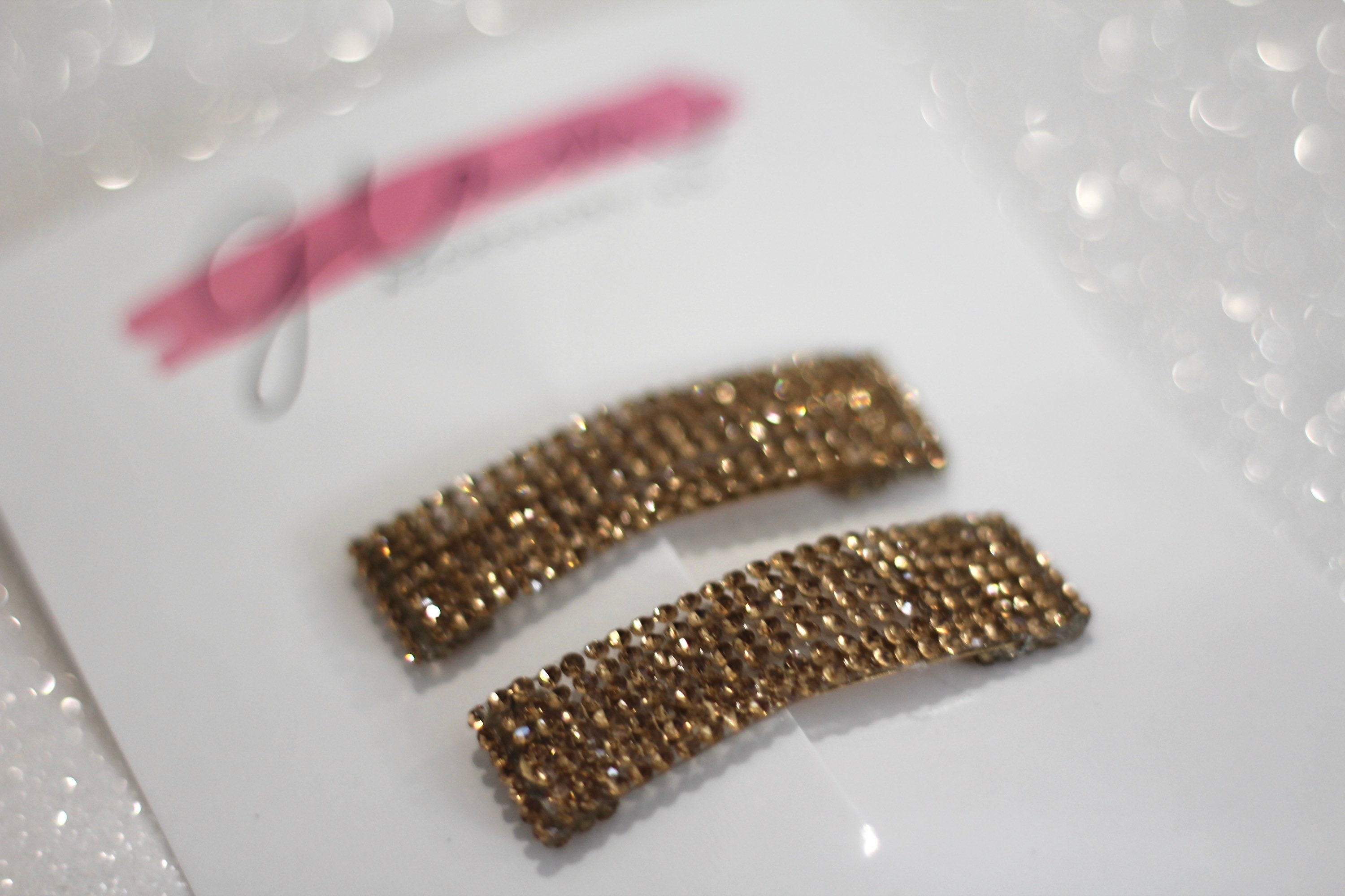 Barrette à Cheveux Crystal Accent – 5 Strass Marron Solitaires – Neuf – Livraison Offerte