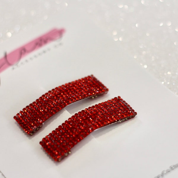 Valentine’s day bright red snap clip, rhinestone crystal rock sparkly gift present, girl’s kids toddler woman’s hair accessory, 2023