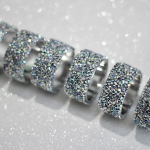 Strass Serviettenringe Halter, 2 4 6 8 funkelnde Silber zerdrückte Diamanten glam, Hochzeit Brautmutter Gastgeschenk, Feiertage Ostern 2024