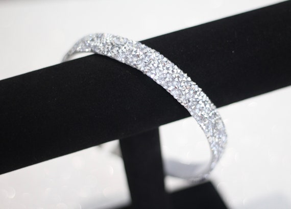 Pure Silver Rhinestone Crystal Bling Sparkly Thin Headband  display picture 2