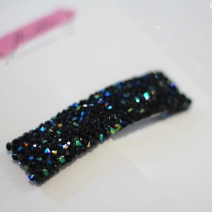 Twilight black oversized-large rhinestone crystal rock sparkly bling snap hair clip-barrette-girl’s kids woman’s accessory