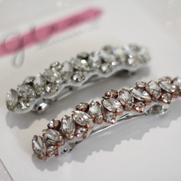 Argent & Rose or diamant cristal-strass roche scintillante clip barrette-fille enfants enfant enfant femme accessoire de cheveux bling mariage 2023