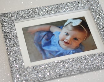 Silver black rhinestone bling picture photo frame wedding bridal baby event table decor unique anniversary gift, Mother’s Day office for her
