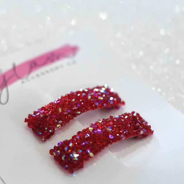 Valentine’s Day dark red snap clip, rhinestone crystal rock sparkly gift present, for girl’s kids toddler woman’s hair accessory 2024