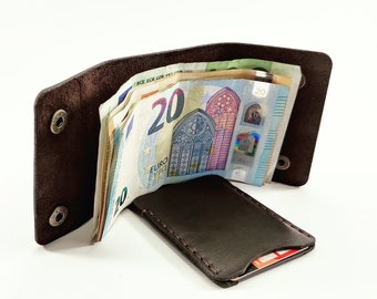 Billetera de bolsillo, Billetera de cuero, Mini billetera, Billetera delgada, Billetera pequeña personalizada, Mini billetera para tarjetas, Billetera de cuero minimalista