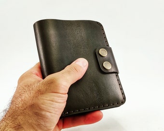Handmade Crazy Horse Leather Bifold Wallet, Personalized Gift