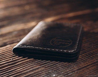 Billetera delgada hecha a mano con bolsillo frontal, billetera delgada, funda de cuero para tarjetas, tarjetero minimalista personalizado