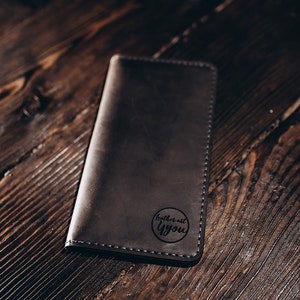 Portafoglio lungo personalizzato bifold, regalo per San Valentino, regalo per lui, regalo per lei, portafoglio lungo unisex in pelle personalizzato