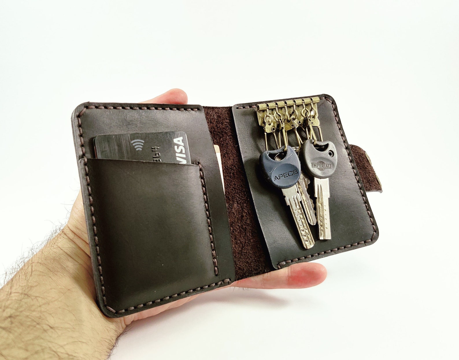 Credit card holder keychain Card case keychain Wallet key Etsy