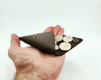 Personalized Genuine Leather Coin Purse, Handmade Leather Coin Pouch Wallet, Christmas, Anniversary, Birthday Gift for him