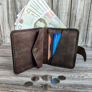 Billetera hecha a mano para hombres, regalo de cumpleaños para hombres, billetera Monogram, billetera de cuero personalizada, billetera doble
