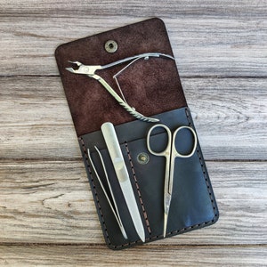 Manicure tool case, Compact manicure case, Travel case, Personalized leather case, Customized Leather manicure case, Tool organizing case