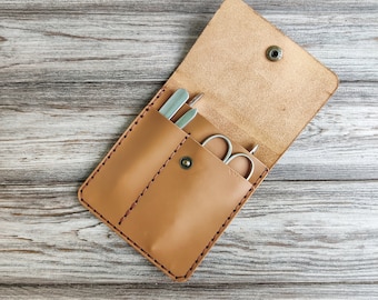 Leather tweezer pouch,Manicure tool case, Personalized manicure case, Manicure leather case,Leather scissors case,Nail clippers case