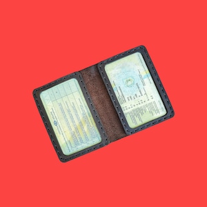 Porta-cartões de viagem de couro personalizado, carteira de carteira de motorista, carteira de bolso frontal, carteira de identidade, carteira de cartão, porta-identidade de couro, estojo para cartão de identidade