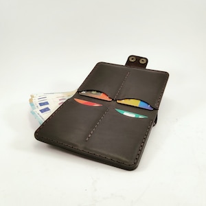 Engraved Leather Wallet, Personalized Leather Wallet, Black Leather Wallet for Men, Anniversary Gift for Him, Groomsman Gift, Husband Gift