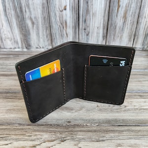 Cartera delgada, regalo de aniversario para hombres, cartera para hombre, regalo del Día del Padre para papá, cartera plegable de cuero minimalista personalizada, cartera de cuero para hombre