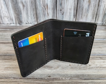 Cartera delgada, regalo de aniversario para hombres, cartera para hombre, regalo del Día del Padre para papá, cartera plegable de cuero minimalista personalizada, cartera de cuero para hombre