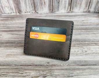 Custom Card Holder, Gift for Him, Minimalist Leather Wallet, Slim Card holder, Personalized Card Holder, Fathers Day Gift, Leather Wallet