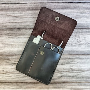 Skórzane etui na pęsetę, etui na narzędzia do manicure, spersonalizowane etui do manicure, skórzane etui do manicure, skórzane etui na nożyczki, etui na obcinacz do paznokci