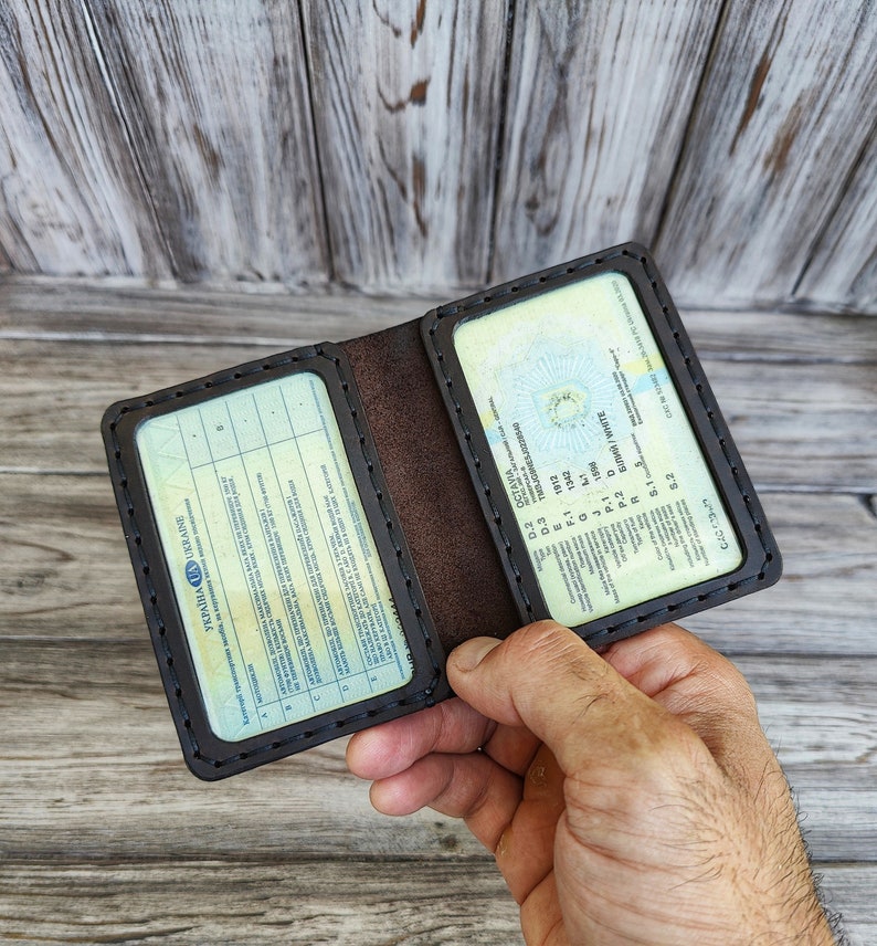 Handmade Brown Leather Driving Licence Holder / Paper Cover Protector Wallet