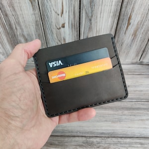Distressed Leather Cardholder, Perfect Gift, Minimalist Leather Wallet, Personalized Slim Front Pocket Wallet, Men&#39;s Cardholder
