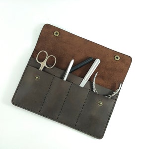 Knitting Organizer for Needle Crochet Hooks, Gift for Mum, Leather