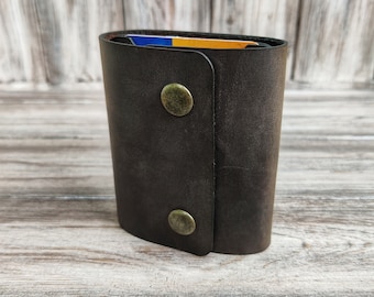 Personalized Leather Wallet,Leather Cardholder, Minimalist Leather Wallet, Bifold Wallet, Distressed Leather Slim Wallet