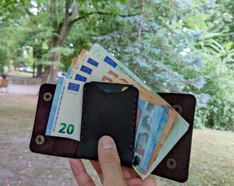 Billetera de cuero, Billetera delgada, Billetera pequeña personalizada, Billetera pequeña para tarjetas, Estuche para tarjetas de crédito, Billetera de cuero minimalista, Billetera de bolsillo