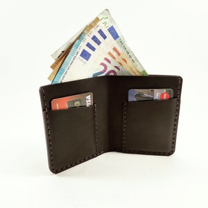 Portafoglio sottile in pelle, portafoglio minimalista marrone, piccolo porta carte, portafoglio in pelle per carte, portafoglio minimalista, portafoglio semplice, portafoglio bifold