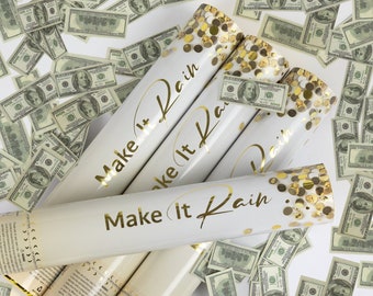 Premium Party Confetti Cannon - Includes Mini 100 Dollar Bills - For Birthday, Graduation, New Years Eve, Anniversary, or Any Party