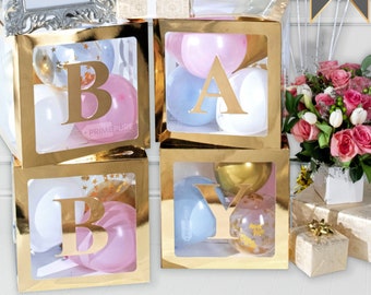 Premium Gold Baby Boxes - For Gender Reveal, Gender Reveal Party Supplies, Baby Shower, Baby Shower Decorations For Girl and Boy