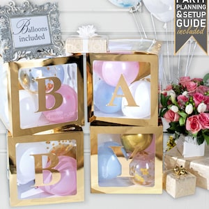 Premium Gold Baby Boxes - For Gender Reveal, Gender Reveal Party Supplies, Baby Shower, Baby Shower Decorations For Girl and Boy